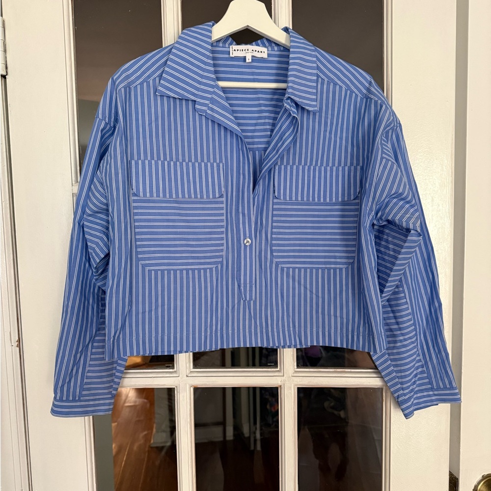 Apiece Apart Striped Cropped Button-Up Shirt – Size S